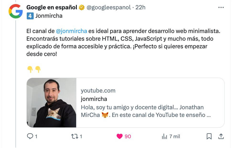 Google me recomienda como experto en Desarrollo Web Minimalista